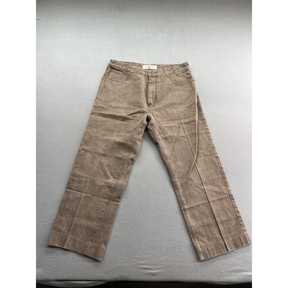 Tool Jeans Jeans Mens Brown Wide Leg Cropped High Rise 5-Pocket Zipper Fly